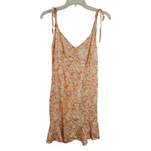 Bella Dahl Womens M Orange Peach Smudge Floral Strappy Summer Preppy Girly Dress